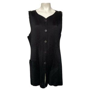 VtgBlack Issey Miyake Pleats Please Plisse Vest